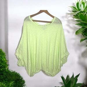 POSTMARK Anthropologie Oversized Dolman Smocked Bubble Hem Boho Lounge T Shirt